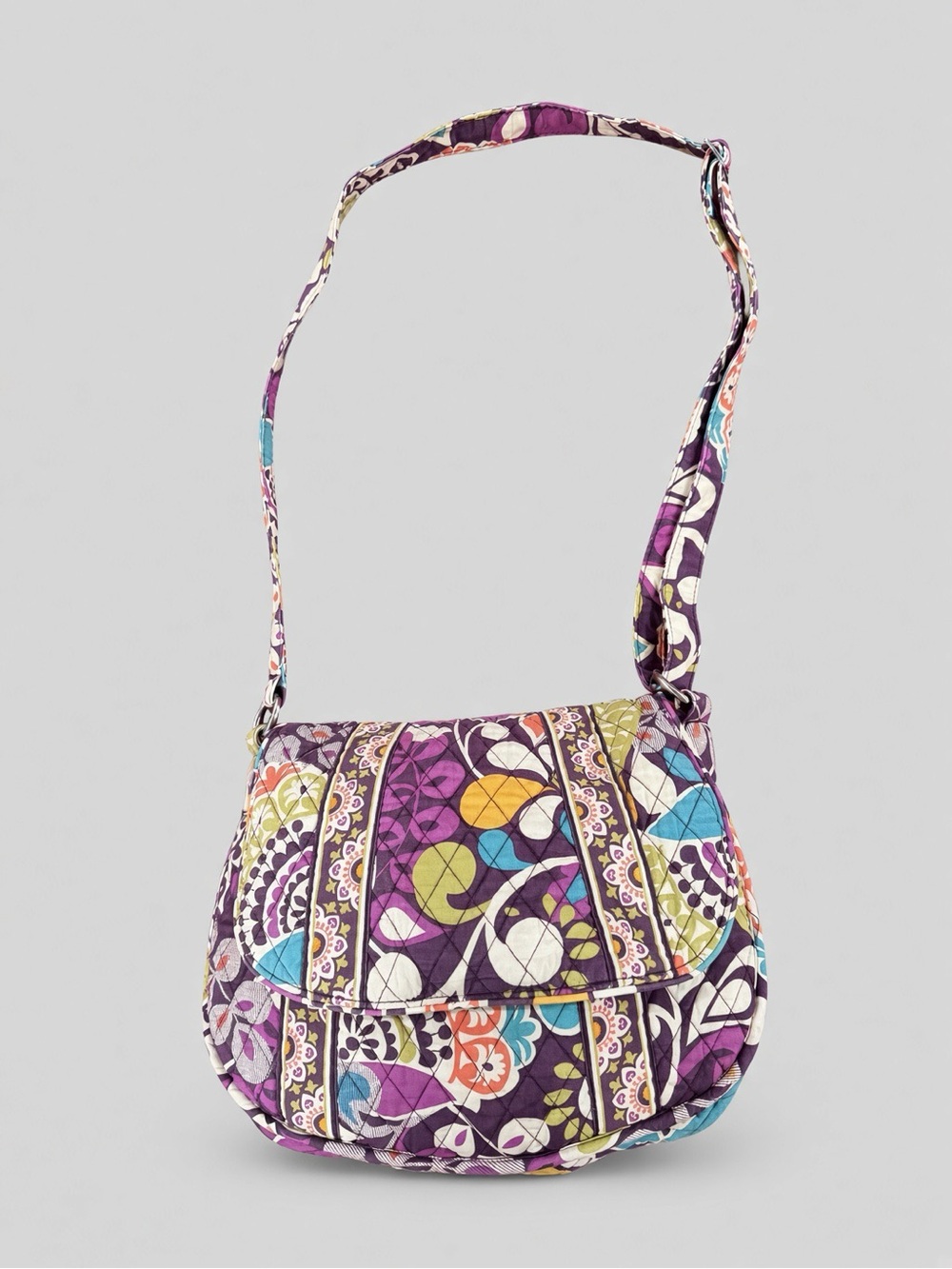 Vera Bradley Plum Crazy Saddle Up Crossbody, Purple Floral Retired